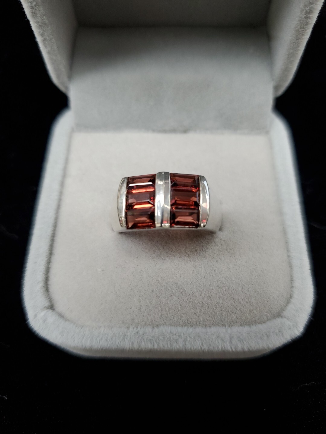 Sterling Silver 925 Garnet Rectangular Baguette M… - image 2