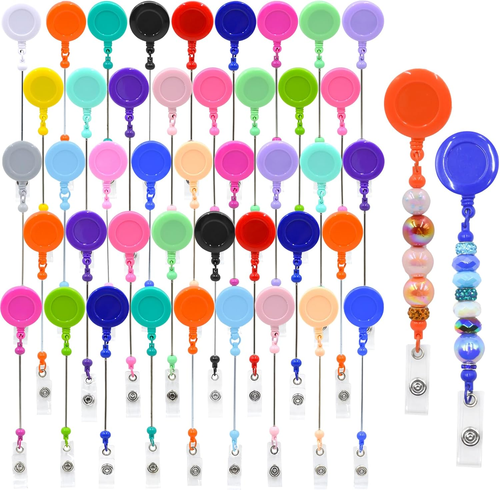 50Pcs Beadable Badge Reels Making Kits - Beaded Blank Bars Bulk - Retractable Ba - Picture 10 of 12