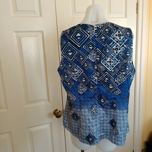 Vintage Target Womens Blouse Blue Y2K 2000s Sleeveless Pleated Satin Size 16 - Picture 3 of 12