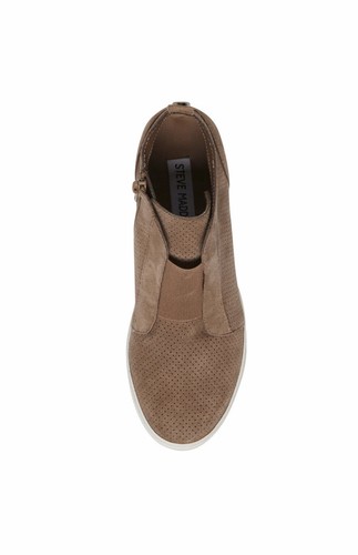 STEVE MADDEN WOMEN'S WEDGE SNEAKERS FAUX SUEDE SIDE ZIP TAUPE SIZE 10 - Bild 9 von 12