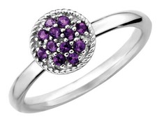 1/5 Carat ctw Purple Amethyst Cluster Ring in Sterling Silver