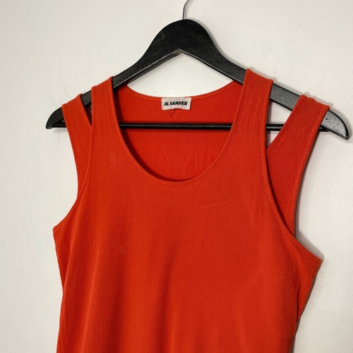 Camiseta sin mangas acanalada vintage Jil Sander en capas talla L naranja - Imagen 2 de 8