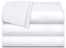 3 Pack White Twin Flat Sheets 66x104" Cotton 200TC Hospital Bed Sheet Set