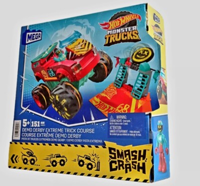 Hot Wheels  Mega BAUSTEINE Monster Trucks Demo Derby Extreme Stunt-Set, HNG53