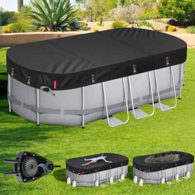 #ad #ad Oval Pool Cover with Fast Tightening Ratchet for Above Ground Pools 10x16 Ft