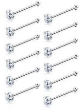 Sllaiss 12Pcs Nose Studs Rings Made with Austrian Crystal Piercing Pin Body J...