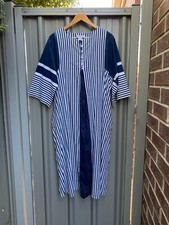 FIRST LADY Womens Vintage 80s Stripe Midi Dress Size M Oversized
