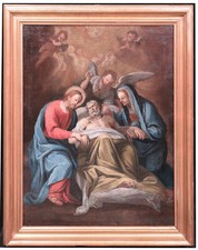 Dipinto ad olio su tela: "La morte di San Giuseppe", Sec. XVIII