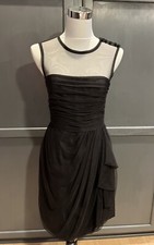 White By Vera Wang Black Gauzy sheer Evening Formal Cocktail Dress Size 8