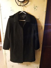 Vintage "fu Da" Button Up Trench Coat Woman's Size Xl Black Very Nice! Hooded