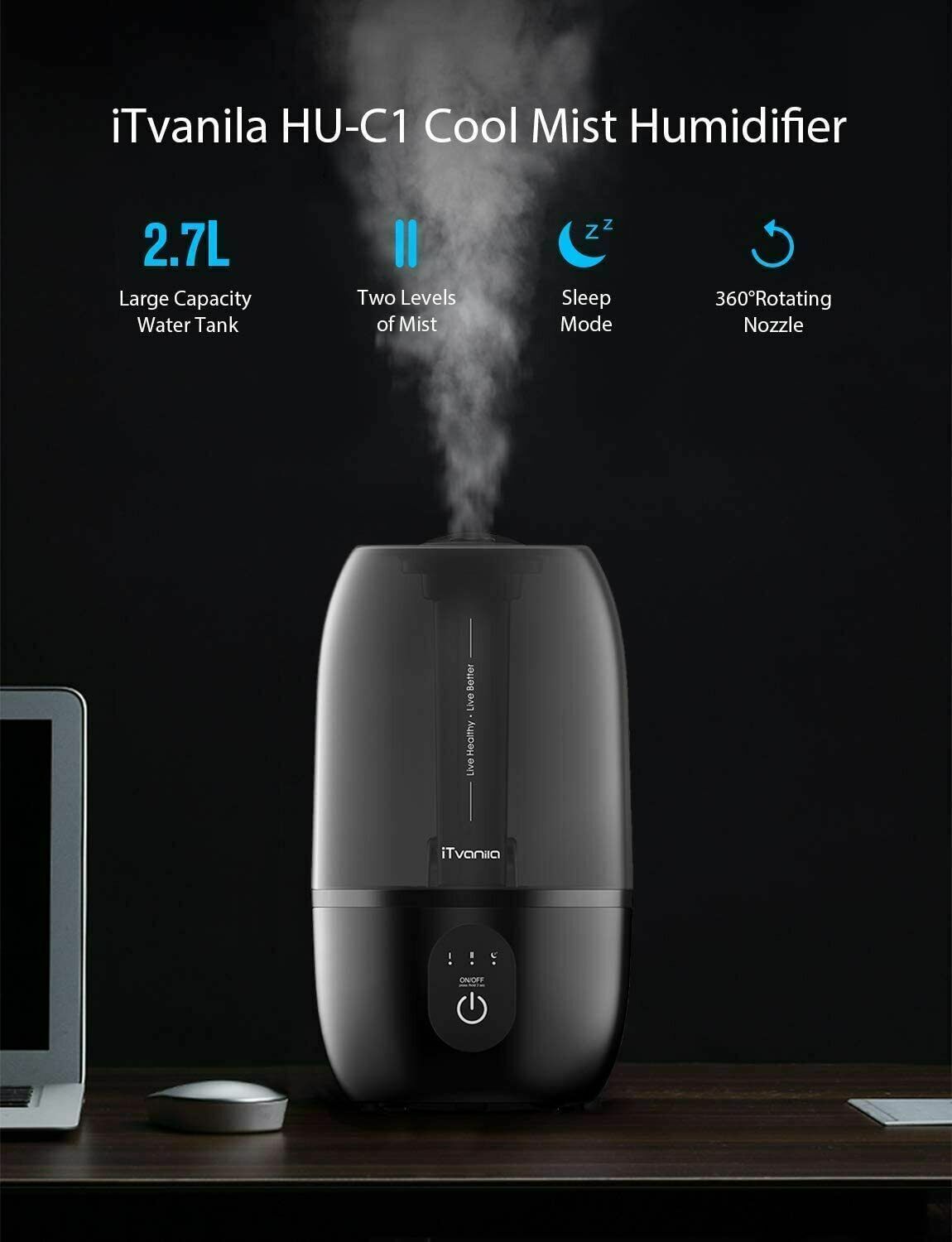 iTvanila Ultrasonic Humidifier HUC1 (Black) eBay