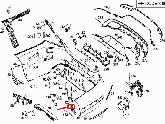 MERCEDES-BENZ C W205 Stoßstangenabdeckung hinten rechts A2058804024