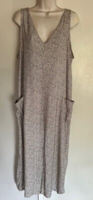 WOMENS OLD NAVY SPLIT FRONT LINEN BLEND MAXI SHIFT DRESS, TAN/BROWN, LRG  NWOT! | eBay