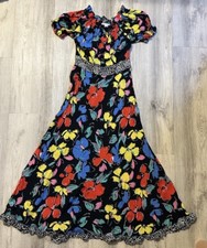 Rixo x Target Women Size 2 Black Floral Flutter Sleeve Tropical Maxi Dress 