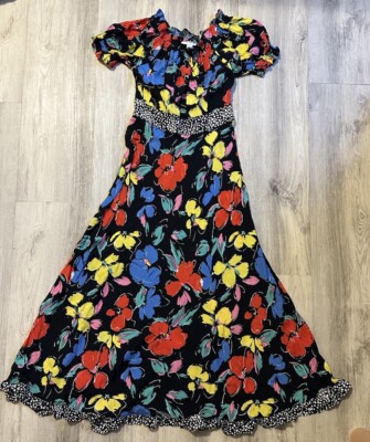 Rixo x Target Women Size 2 Black Floral Flutter Sleeve Tropical Maxi Dress  | eBay