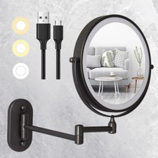 360° Wall Mounted Magnifying Makeup Mirror with LED Light 8" 10X Dual Side-USB