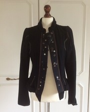 Marithe Francois Girbaud Jacket Blazer Coat Size 8-10uk Black/studs