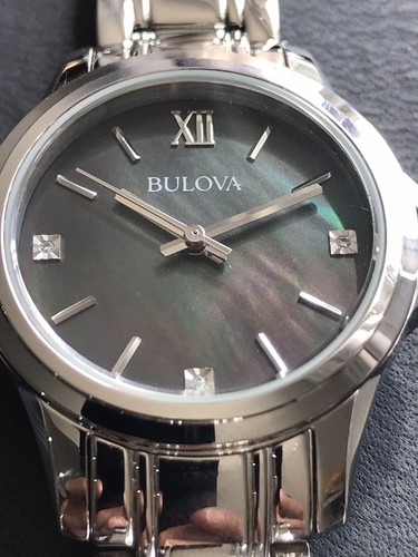 Ladies Genuine Bulova Diamond Gallery Black Mop Designer Watch 96P153 - Picture 15 of 16