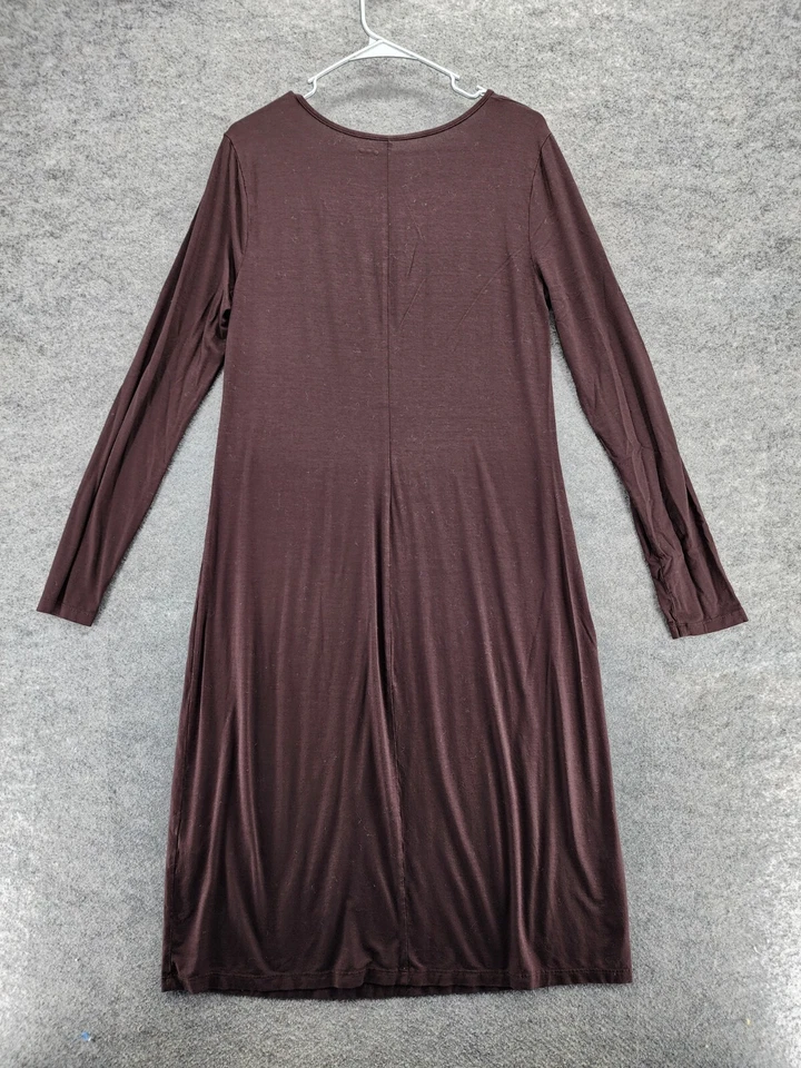 Vestido Three Dots para mujer extra grande manga larga marrón Foto 2 de 4