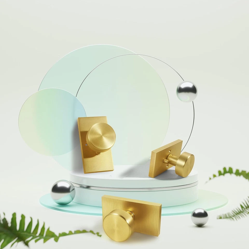 Passage Door Knob Interior,Gold Door Knobs for Closet, Modern Door Handle, Satin - Image 3 of 4