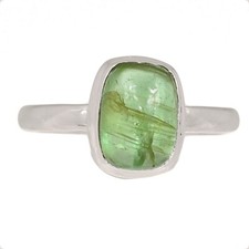Natural Green Kyanite 925 Sterling Silver Ring Jewelry s.7 CR68222