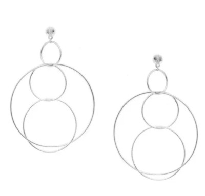 NEU Marlyn Schiff elegante silberfarbene ineinandergreifende Kreis Ohrhänger