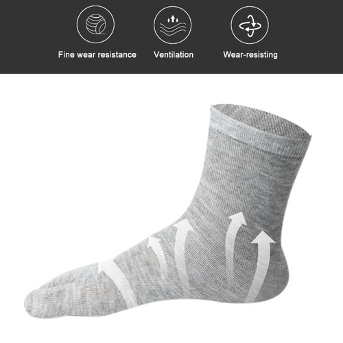 NUOLUX 3 Pairs of Elastic Cotton Tabi Toe Socks (White+Grey+Black) Men toe socks - Picture 7 of 10