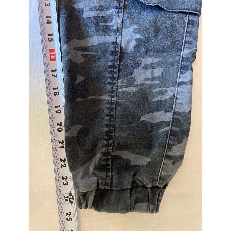 VIP Faux Cargo Jogger Pants Size 13/31 Camo Gray Black Pullon Elastic