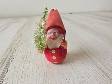 Antique elf Santa tree figurine cardboard paper Xmas tree