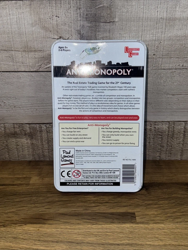 ANTI-MONOPOLY THE PROPERTY TRADING GAME TRAVEL TIN EDITION CONENTS NEW & SEALED - Image 2 of 4