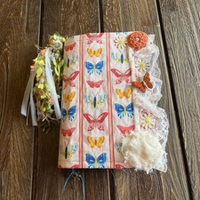Junk Journal Butterfly Floral Lace Softcover 3 Signatures Decorated Handmade