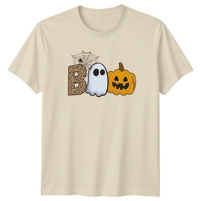Boo Damen T-Shirt Leopardenmuster Geist Halloween Halloween Geschenk für Sie