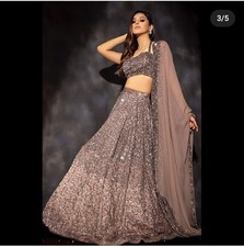 Bollywood Look Malay Silk Lehenga Choli With Copper Dupatta For Women  Girls