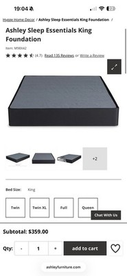 Ashley Sleep Essentials King Foundation Metal Foundation for King Size Bed New