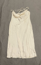 Windsor Off White Cream Satin-Like Cowl Neck Soft Dress Large New
