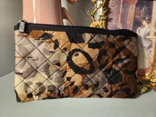 Diane Von Furstenberg Black Quilted Pouch Makeup Bag 8x5 Animal Print