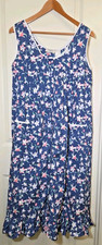 Vtg 90s Nightgown Floral Cotton Blue Prairie Cottage Farmhouse Jennifer Logan M