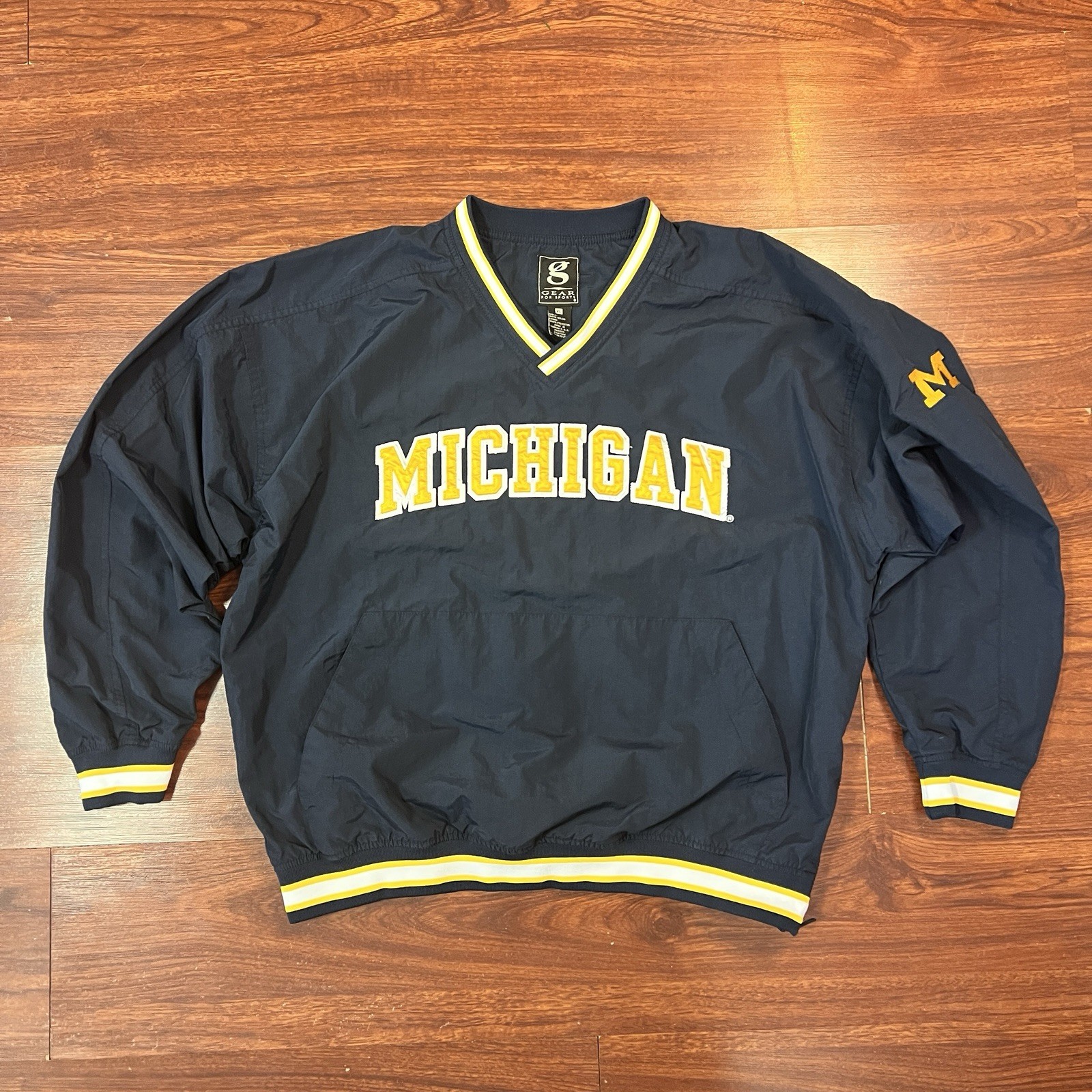 Vintage 90S Michigan Wolverines Windbreaker Sweatshirt Size Xl Gear For Sports