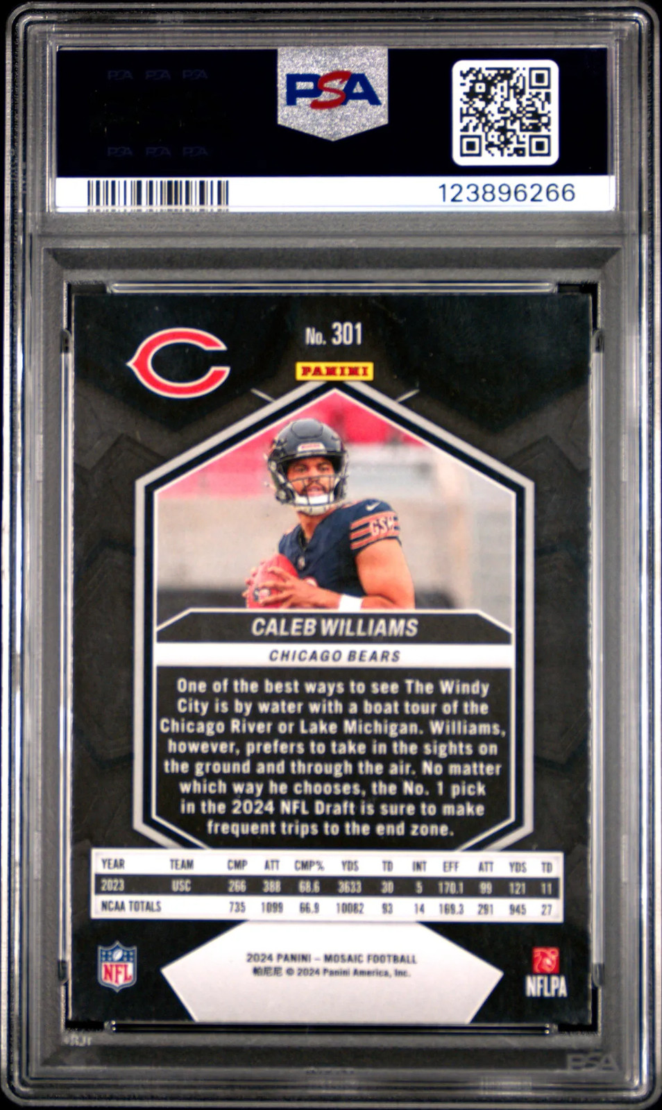 2024 Panini Mosaic Caleb Williams #301 Rookie PSA 10 view 2