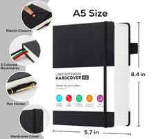 Hardcover Lined Notebook Journal for Writing, 320 Pages Leather Thick College Ru