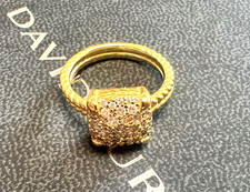 NewDAVlD/YurmanSterling18kGold/Chatelaine 14mm Diamond Pave Ring Size 7