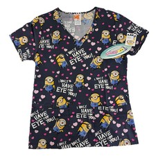 NWT Minions Despicable Me Women's Scrub Top XS Multi-Color - Tooniforms