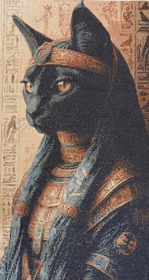 Komplettes, fertiges & versiegeltes 5D Diamond Art Gemälde - Ägyptische Bastetkatze Goddes