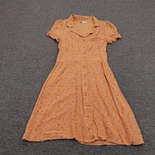 American Eagle Outfitters Dress Womens XS Orange Floral Button Shirt Fit & Flare