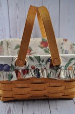 Longaberger Basket Made in USA Square with Handle and Liner 1999