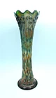 Tall Fenton Carnival Glass April Showers Swag  Vase, Green/Amethyst, 12"