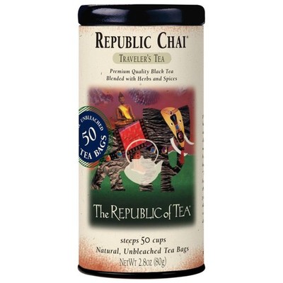 The Republic of Tea   Republic Chai Black Tea, 50 Tea Bags, Spiced Chai Blend...