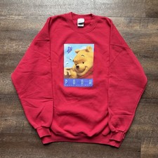 Vintage Mens XL Red Disney Winnie The Pooh Honey Of A Bear Sweatshirt - GOOD