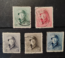 Belgique 5 timbres n°167 à 171 oblitérés. Albert I Roi casqué 1919