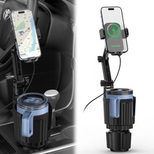 Wireless Car Charger Phone Mount Cup Holder, 3 in 1 15W Fast Charging Auto Cl...